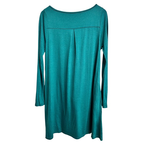 Wool& women's Merino Wool teal Sleeve Swing Dress Medium Pockets - Picture 5 of 5